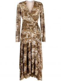 GANNI V-neck snakeskin print dress V-neck snakeskin print dress at Farfetch